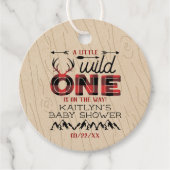 Wild One Boys Rustic Pset Lumberjack Baby shower Bedankjes Labels (Voorkant)