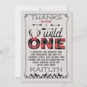 Wild One Boys Rustic Pset Lumberjack Baby shower Bedankkaart (Voorkant)