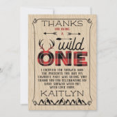 Wild One Boys Rustic Pset Lumberjack Baby shower Bedankkaart (Voorkant)