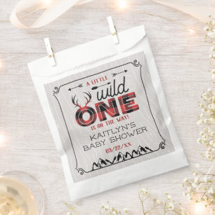 Wild One Boys Rustic Pset Lumberjack Baby shower Bedankzakje