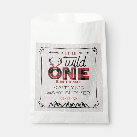 Wild One Boys Rustic Pset Lumberjack Baby shower Bedankzakje (Voorkant)