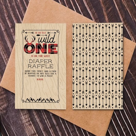 Wild One Boys Rustic Pset Lumberjack Baby shower Informatiekaartje