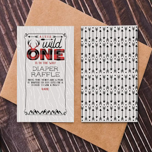 Wild One Boys Rustic Pset Lumberjack Baby shower Informatiekaartje