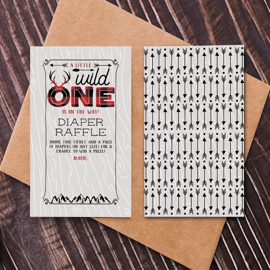 Wild One Boys Rustic Pset Lumberjack Baby shower Informatiekaartje