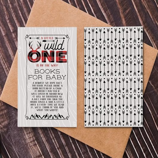 Wild One Boys Rustic Pset Lumberjack Baby shower Informatiekaartje