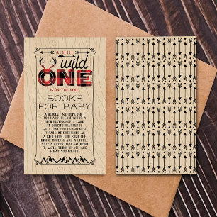 Wild One Boys Rustic Pset Lumberjack Baby shower Informatiekaartje