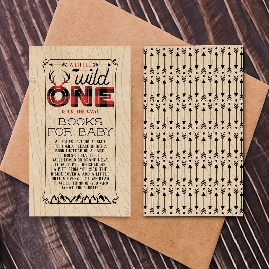 Wild One Boys Rustic Pset Lumberjack Baby shower Informatiekaartje