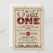 Wild One Boys Rustic Pset Lumberjack Baby shower Kaart (Voorkant)