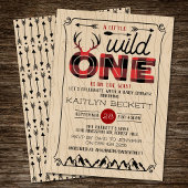 Wild One Boys Rustic Pset Lumberjack Baby shower Kaart