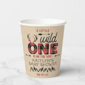 Wild One Boys Rustic Pset Lumberjack Baby shower Papieren Bekers (Achterkant)