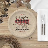 Wild One Boys Rustic Pset Lumberjack Baby shower Papieren Bordje
