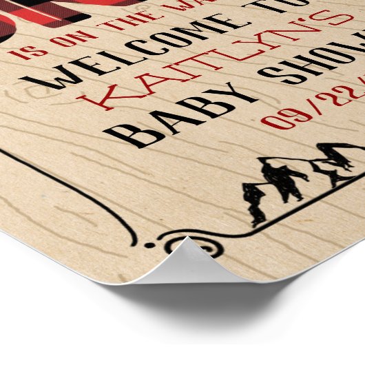 Wild One Boys Rustic Pset Lumberjack Baby shower Poster (Hoek)