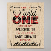 Wild One Boys Rustic Pset Lumberjack Baby shower Poster (Voorkant)