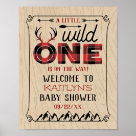 Wild One Boys Rustic Pset Lumberjack Baby shower Poster