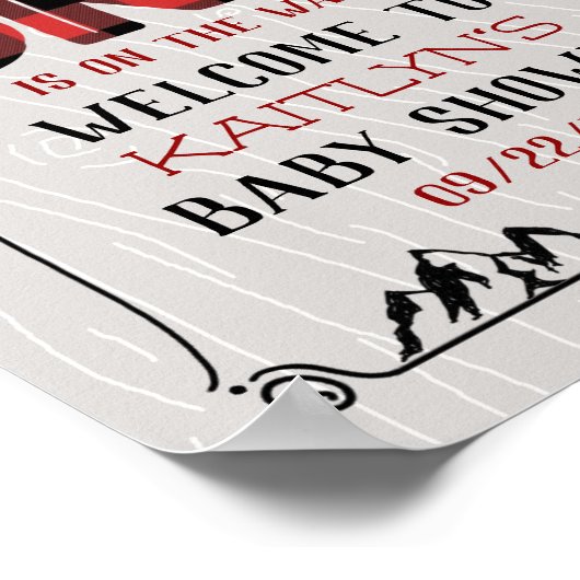 Wild One Boys Rustic Pset Lumberjack Baby shower Poster (Hoek)