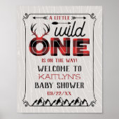 Wild One Boys Rustic Pset Lumberjack Baby shower Poster (Voorkant)