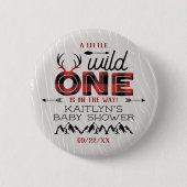 Wild One Boys Rustic Pset Lumberjack Baby shower Ronde Button 5,7 Cm (Voorkant)