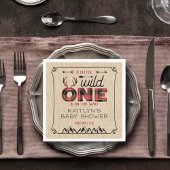 Wild One Boys Rustic Pset Lumberjack Baby shower Servet