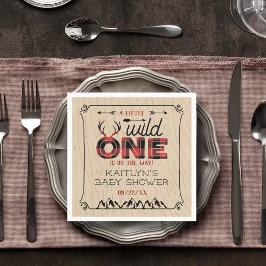 Wild One Boys Rustic Pset Lumberjack Baby shower Servet