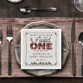 Wild One Boys Rustic Pset Lumberjack Baby shower Servet
