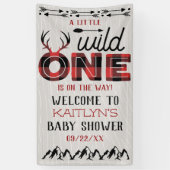 Wild One Boys Rustic Pset Lumberjack Baby shower Spandoek (Verticaal)