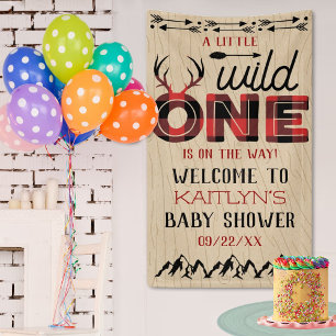 Wild One Boys Rustic Pset Lumberjack Baby shower Spandoek