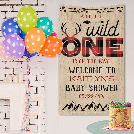 Wild One Boys Rustic Pset Lumberjack Baby shower Spandoek