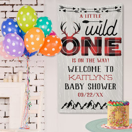 Wild One Boys Rustic Pset Lumberjack Baby shower Spandoek