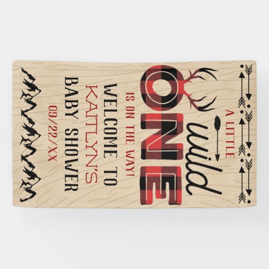 Wild One Boys Rustic Pset Lumberjack Baby shower Spandoek (Horizontaal)