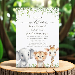 Wild One Boys Safari Animals Baby shower Kaart