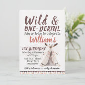 Wild One Boys Tipi Verjaardag Uitnodiging (Staand voorkant)