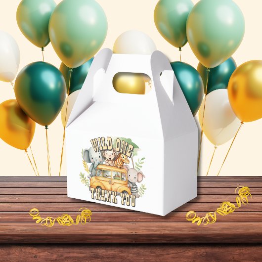 Wild one boys verjaardag safari dieren bedankdoosjes
