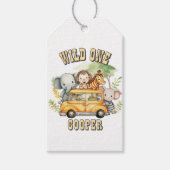Wild one boys verjaardag safari dieren cadeaulabel (Voorkant)
