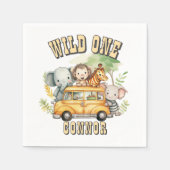 Wild one boys verjaardag safari dieren servet (Voorkant)