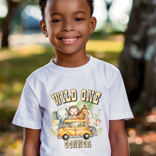 Wild one boys verjaardag safari dieren t-shirt