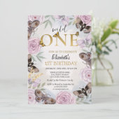 Wild One Butterflies Bloemen Verjaardag Kaart (Staand voorkant)