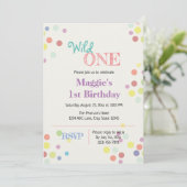 Wild One Colorful 1st Birthday Uitnodiging (Staand voorkant)