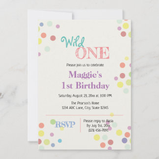 Wild One Colorful 1st Birthday Uitnodiging