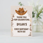 Wild One Cowboy Verjaardag Bedankkaart (Staand voorkant)