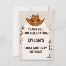 Wild One Cowboy Verjaardag Bedankkaart