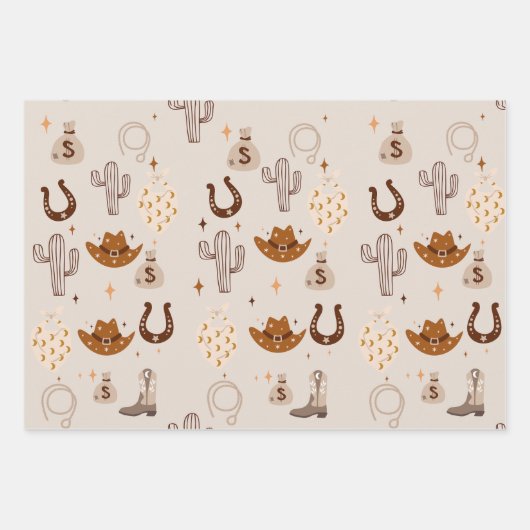 Wild One Cowboy Verjaardag Inpakpapier Vel (Voorkant 3)