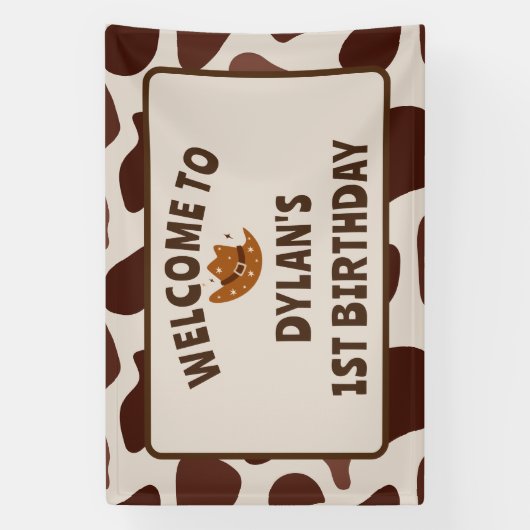 Wild One Cowboy Verjaardagsfeestje Spandoek (Verticaal)