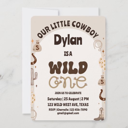 Wild One Cowboy Verjaardagsuitnodiging Kaart (Voorkant)