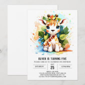 Wild One Custom Giraffe Verjaardagsuitnodiging Kaart (Voorkant / Achterkant)