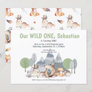 Wild One Cute Animal Thmed Birthday Kaart