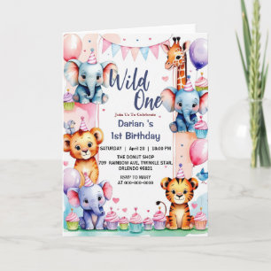 Wild One Cute Animals Ballon cupcake 1e verjaardag