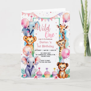 Wild One Cute Animals Ballon cupcake 1e verjaardag