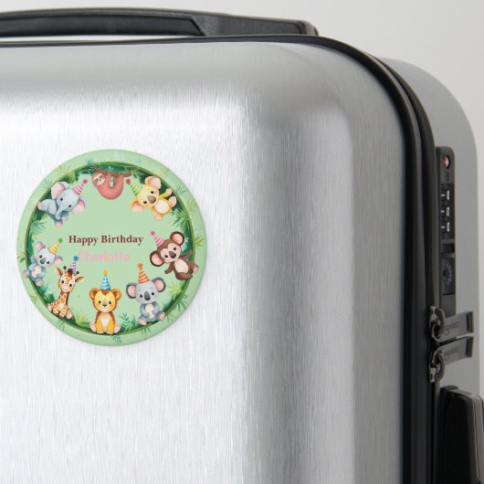 Wild One Cute Animals Balloon Boy Verjaardagsfeest Magneet (Insitu (bagage))