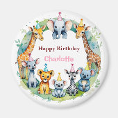 Wild One Cute Animals Balloon Boy Verjaardagsfeest Magneet (Voorkant)