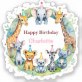 Wild One Cute Animals Balloon Boy Verjaardagsfeest Sticker (Voorkant)